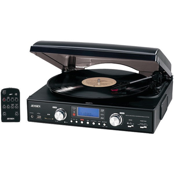 JENSEN JTA-460 3-Speed Stereo Turntable with MP3 Encoding System