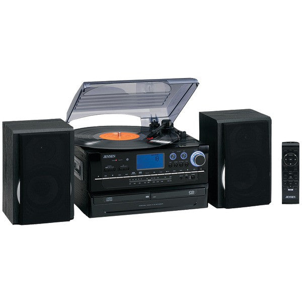 JENSEN JTA-980 3-Speed Turntable System with CD & Cassette Encoding