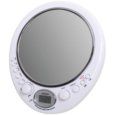 JENSEN JWM-150 AM-FM Alarm Clock Shower Radio with Fog-Resistant Mirror