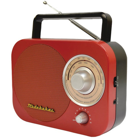 STUDEBAKER SB2000RB Portable AM-FM Radio (Red)