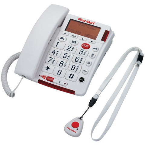 FIRST ALERT SFA3800 Big-Button Corded Telephone with Emergency Key & Remote Pendant