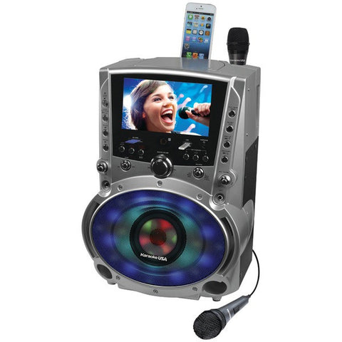 KARAOKE USA GF758 DVD-CD+G-MP3+G Bluetooth(R) Karaoke System with 7" TFT Color Screen & LED Sync Lights