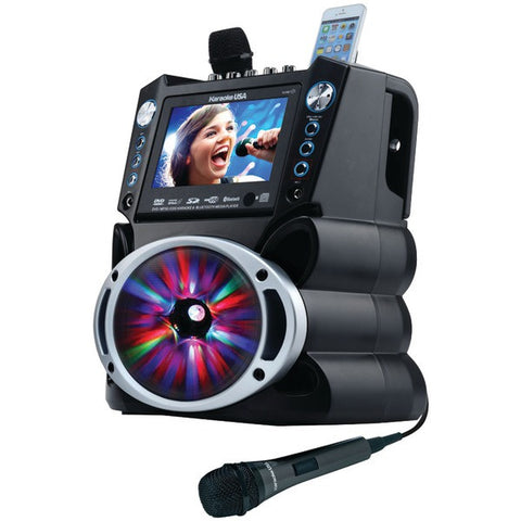 KARAOKE USA GF842 DVD-CD+G-MP3+G Bluetooth(R) Karaoke System with 7" TFT Color Screen & LED Sync Lights