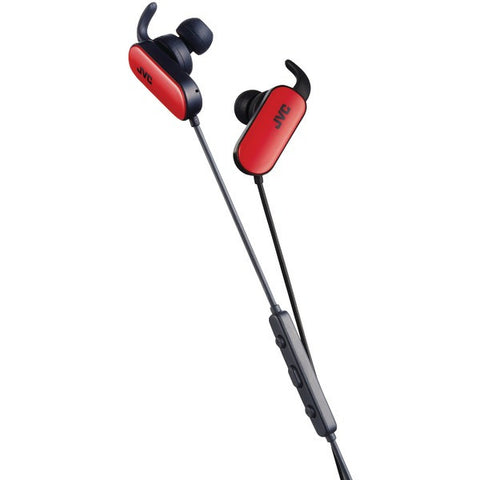 JVC HAEBT5R Bluetooth(R) Exercise Headphones with Microphone (Red)