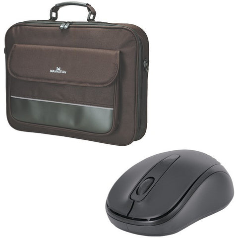 Manhattan 17" Notebook Computer Briefcase And Wireless Optical Mouse