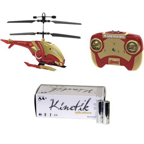 World Tech Toys 34890 2-channel Marvel Ir Helicopter & Kinetik Aa 50 Pk