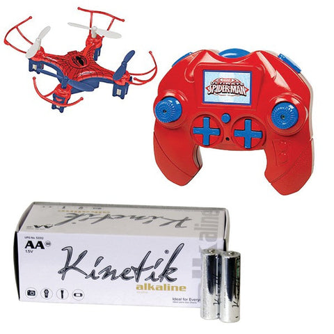 Marvel 33740 4.5-channel 2.4ghz Spider-man Micro Drone & Kinetic 50 Pk Aa