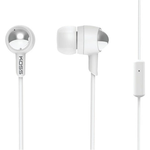 KOSS 183814 KEB30 Passive Noise-Isolating In-Ear Earbuds with Microphone (White)