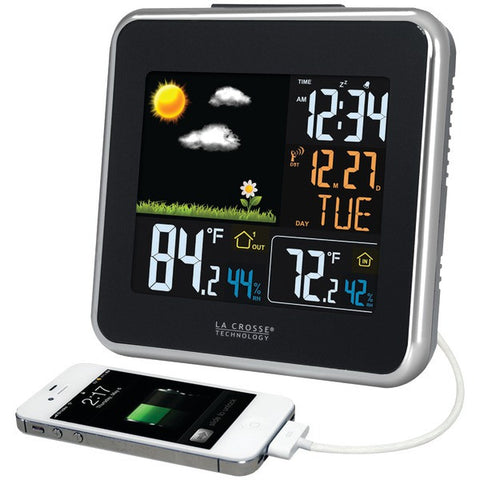 LA CROSSE TECHNOLOGY 308-146 Wireless Atomic Color Weather Station with USB Charging