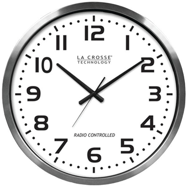 LA CROSSE TECHNOLOGY 404-1220 20" Brushed Aluminum Atomic Wall Clock