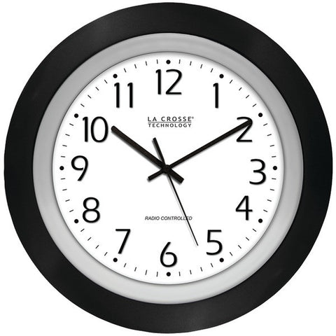 LA CROSSE TECHNOLOGY 404-1225 10" Black & Silver Atomic Wall Clock