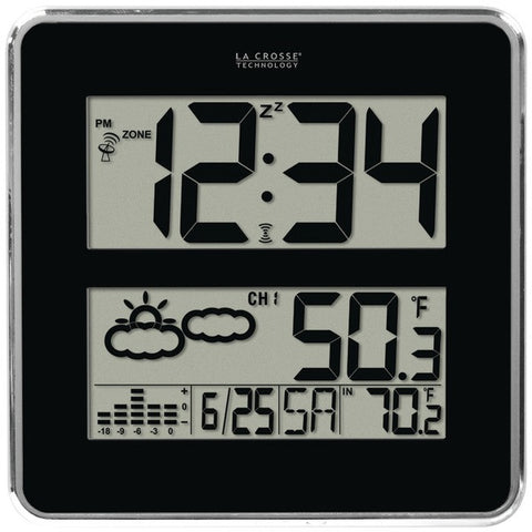 LA CROSSE TECHNOLOGY 512B-811 Large-Digit Atomic Clock with Indoor-Outdoor Temperature & Forecast