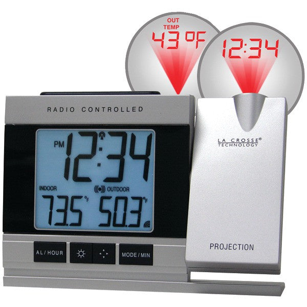 LA CROSSE TECHNOLOGY WT-5220U-IT-CBP Atomic Projection Alarm Clock with Indoor & Outdoor Temperature