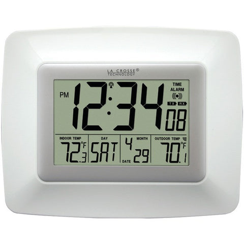 LA CROSSE TECHNOLOGY WS-8119U-IT-W Atomic Digital Clock with Indoor-Outdoor Temperature (White)