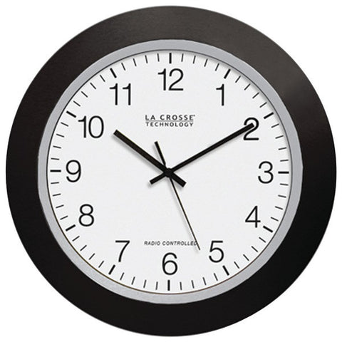 LA CROSSE TECHNOLOGY WT-3129B 12" Black Atomic Wall Clock