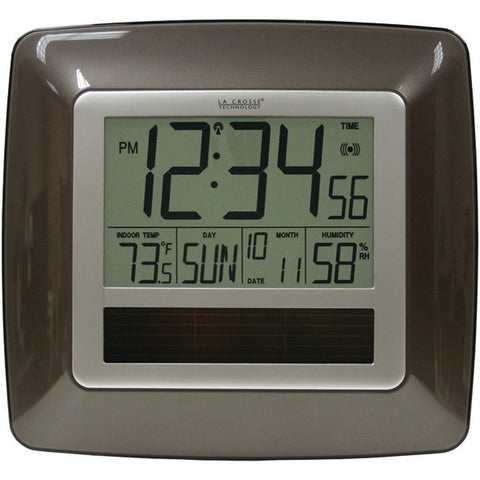 LA CROSSE TECHNOLOGY WT-8112U Solar Atomic Digital Wall Clock with Indoor Temperature (Bronze)