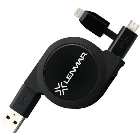 LENMAR CARTLMK Charge & Sync 2-in-1 Retractable USB to Micro-Lightning(R) Cable (Black)