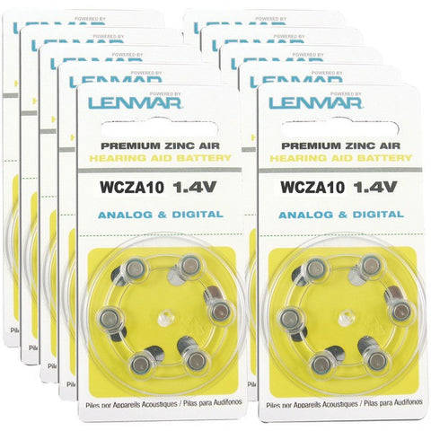 LENMAR HZA10-60 ZA10 Premium Zinc Air Hearing Aid Batteries, 60 pk