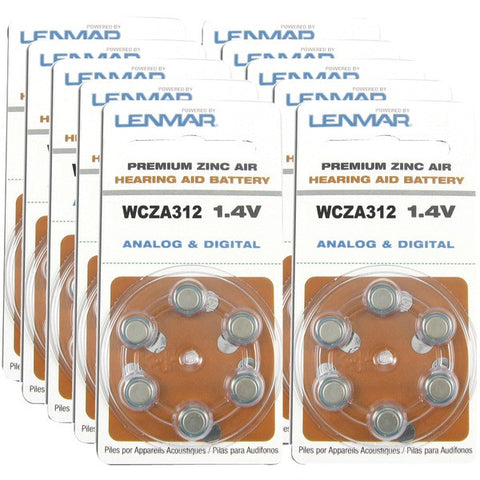 LENMAR HZA312-60 ZA312 Premium Zinc Air Hearing Aid Batteries, 60 pk