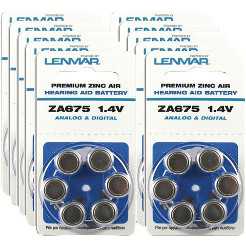 LENMAR HZA675-60 ZA675 Premium Zinc Air Hearing Aid Batteries, 60 pk