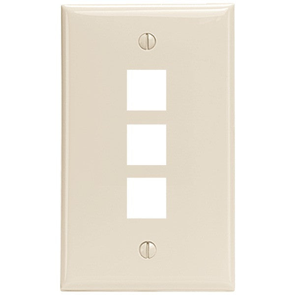 LEVITON 41080-3TP 3-Port QuickPort(R) Wall Plate (Light Almond)