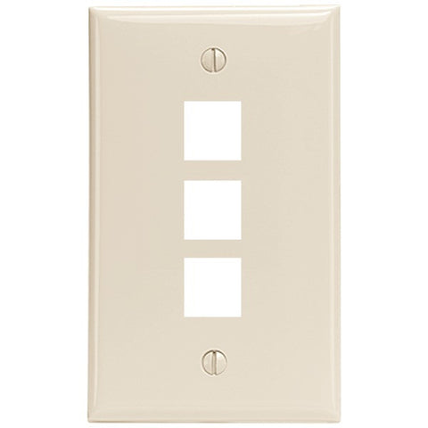 LEVITON 41080-3TP 3-Port QuickPort(R) Wall Plate (Light Almond)