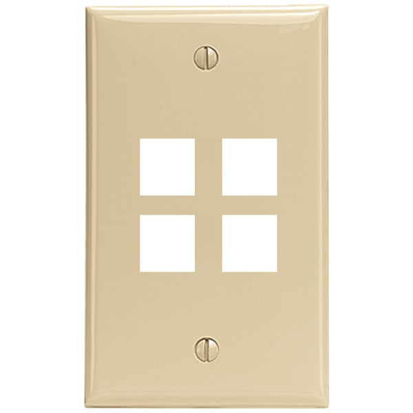 LEVITON 41080-4IP 4-Port QuickPort(R) Wall Plate (Ivory)