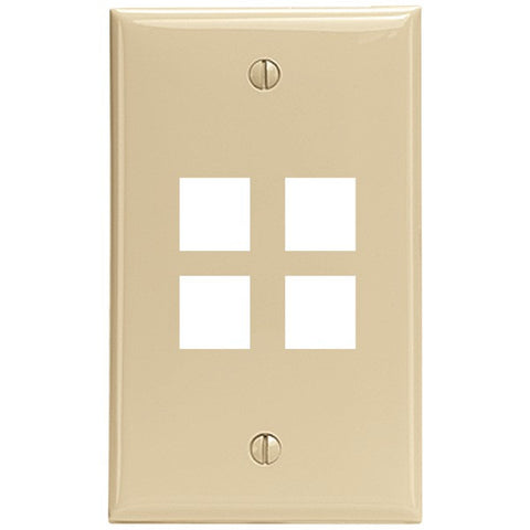 LEVITON 41080-4IP 4-Port QuickPort(R) Wall Plate (Ivory)