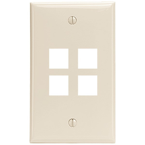 LEVITON 41080-4TP 4-Port QuickPort(R) Wall Plate (Light Almond)