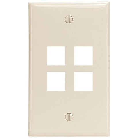 LEVITON 41080-4TP 4-Port QuickPort(R) Wall Plate (Light Almond)