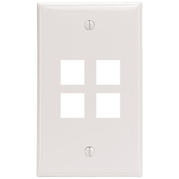 LEVITON 41080-4WP 4-Port QuickPort(R) Wall Plate (White)