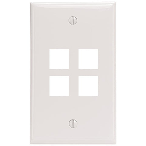 LEVITON 41080-4WP 4-Port QuickPort(R) Wall Plate (White)