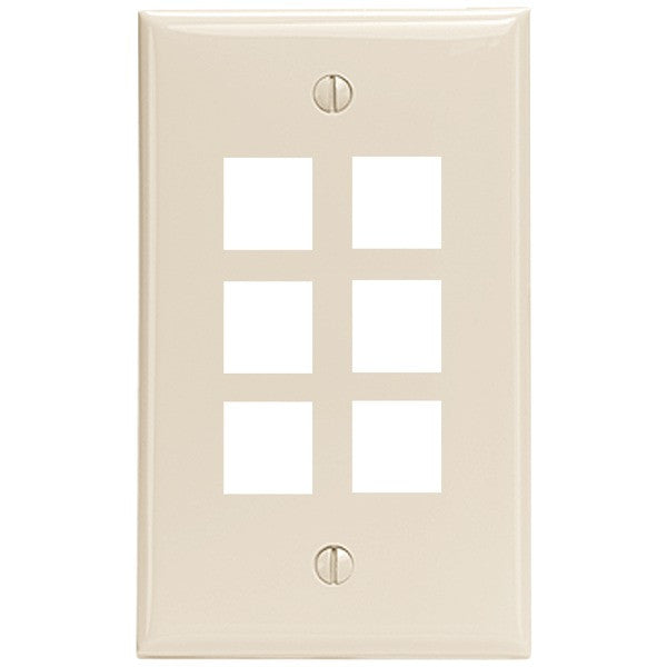 LEVITON 41080-6TP 6-Port QuickPort(R) Wall Plate (Light Almond)