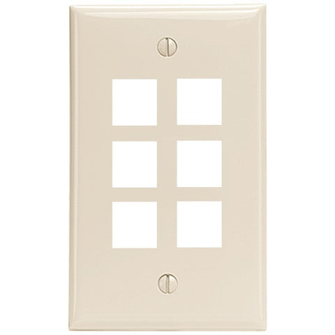 LEVITON 41080-6TP 6-Port QuickPort(R) Wall Plate (Light Almond)