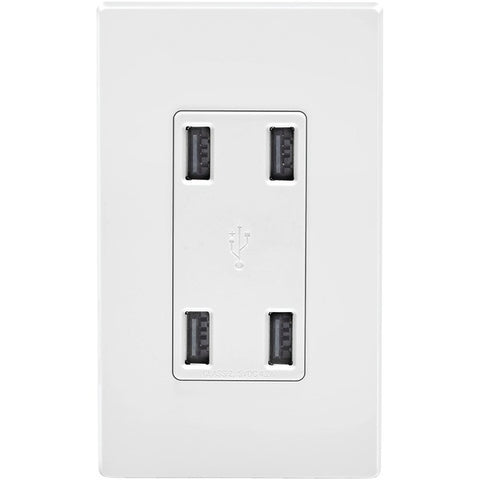 LEVITON USB4P-W 4-Port 4.2-Amp USB Charger Wall Plate (White)