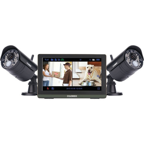 LOREX LW2772H Wireless 4-Channel 720p HD Touchscreen Surveillance System with 7" LCD Screen & 2 Wireless Cameras