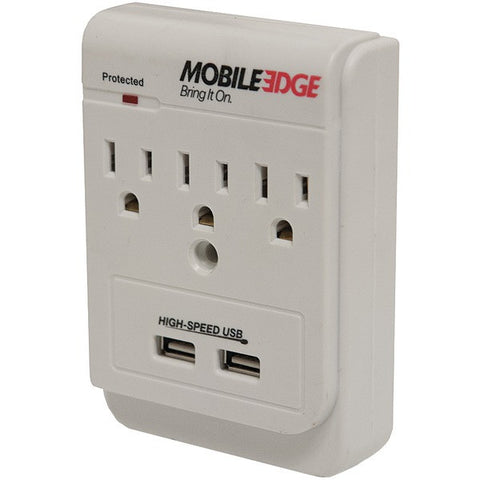 MOBILE EDGE MEAUAC 3-Outlet Dual-Power DX In-Wall Surge Protector with 2 USB Ports