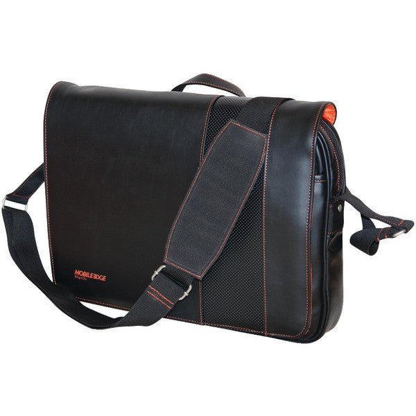 MOBILE EDGE MEUTSMB6 13" & 14.1" Tablet & Notebook Slimline Messenger ( Black with Orange Stitching)