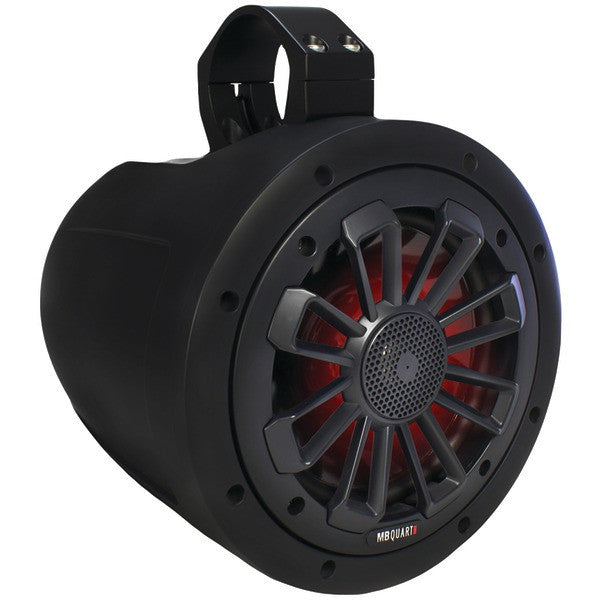 MB Quart NT1-116LB Nautic Series 2-Way Wake Tower Speaker with Matte Black Finish & Mounting Hardware (6.5", 120 Watts, With LED Illumination)