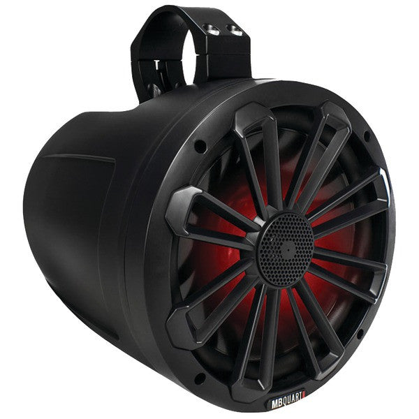 MB Quart NT1-120LB Nautic Series 2-Way Wake Tower Speaker with Matte Black Finish & Mounting Hardware (8 in., 140 Watts, With LED Illumination)