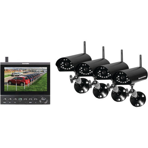 SECURITYMAN DigiLCDDVR4 Complete 2.4GHz Digital Wireless Camera LCD-DVR System with 4 Wireless Cameras