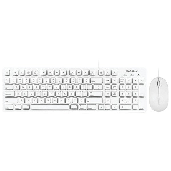 MACALLY MKEYECOMBO 103-Key Full-Size USB Keyboard with Shortcut Keys & 3-Button USB Optical Mouse Combo for Mac(R)