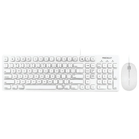 MACALLY MKEYECOMBO 103-Key Full-Size USB Keyboard with Shortcut Keys & 3-Button USB Optical Mouse Combo for Mac(R)