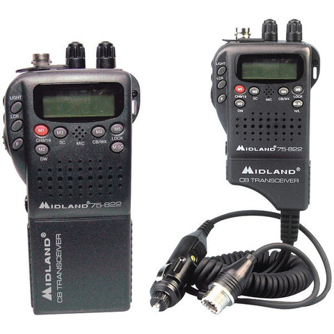 MIDLAND 75-822 Handheld 40-Channel CB Radio with Weather-All-Hazard Monitor & Mobile Adapter