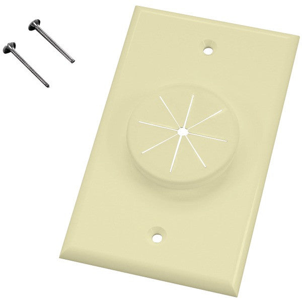 MIDLITE 1GAL-GR1 Single-Gang Wireport(TM) Wall Plate with Grommet (Almond)