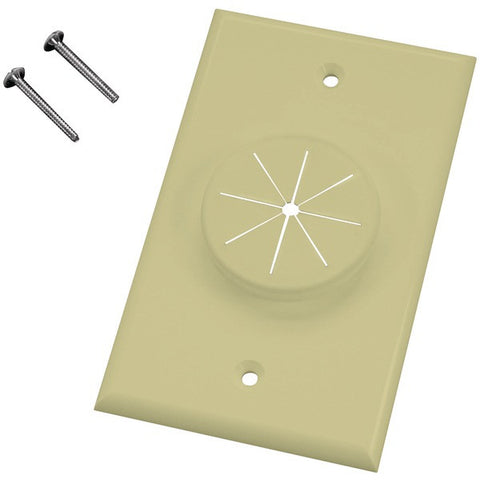 MIDLITE 1GIV-GR1 Single-Gang Wireport(TM) Wall Plate with Grommet (Ivory)