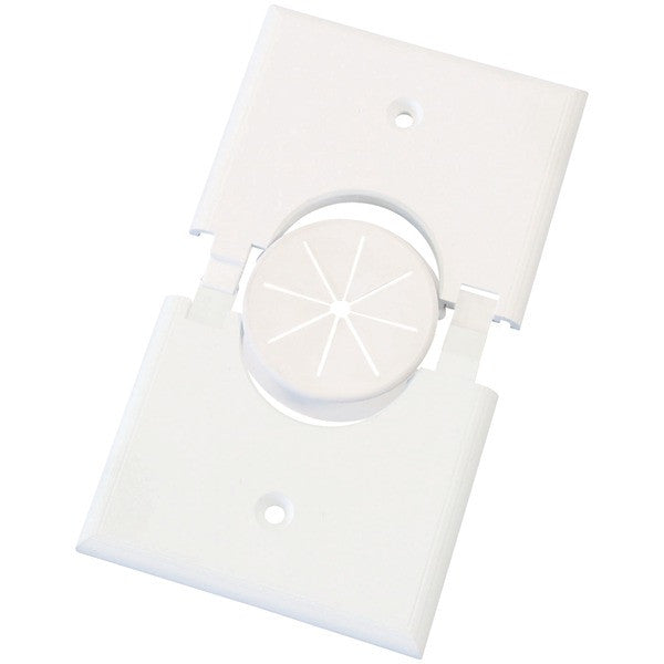 MIDLITE 1GSPWH-GR10 Single-Gang Splitport(TM) Plus Wall Plate with Grommet (White)