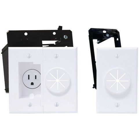 MIDLITE 2A5251-1G-W Power+Port(TM) Recessed Receptacle Kit & Wireport(TM) with Grommet