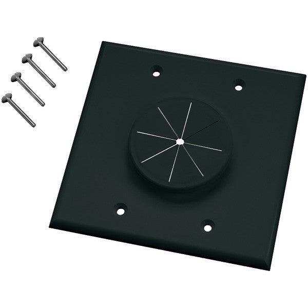 MIDLITE 2GBK-GR2 Double-Gang Wireport(TM) Wall Plate with Grommet (Black)