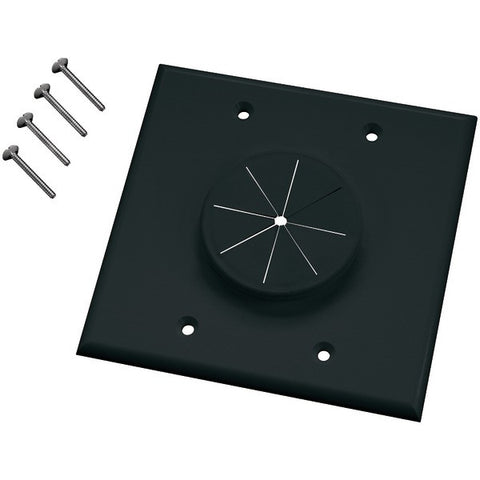 MIDLITE 2GBK-GR2 Double-Gang Wireport(TM) Wall Plate with Grommet (Black)